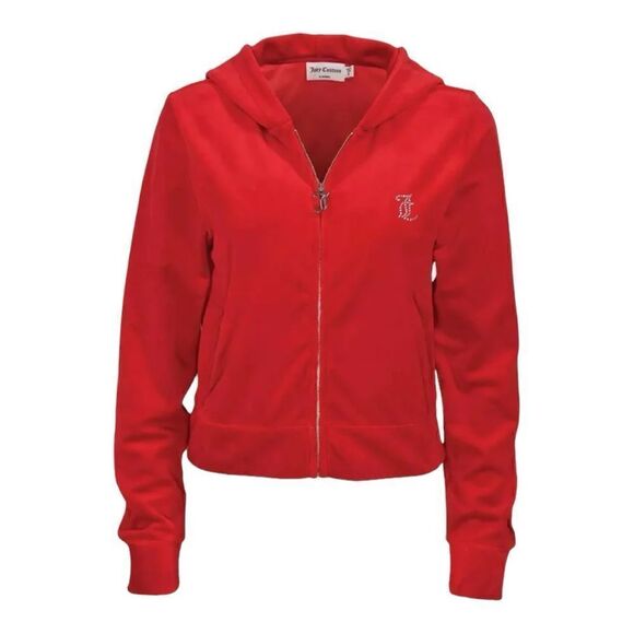 Juicy Couture Women’s Velour Bling Chest Hit Hoodie in Size Large in Coco Red - Picture 4 of 7